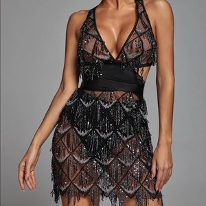 Bella Barnet Black sparkly mini dress size L